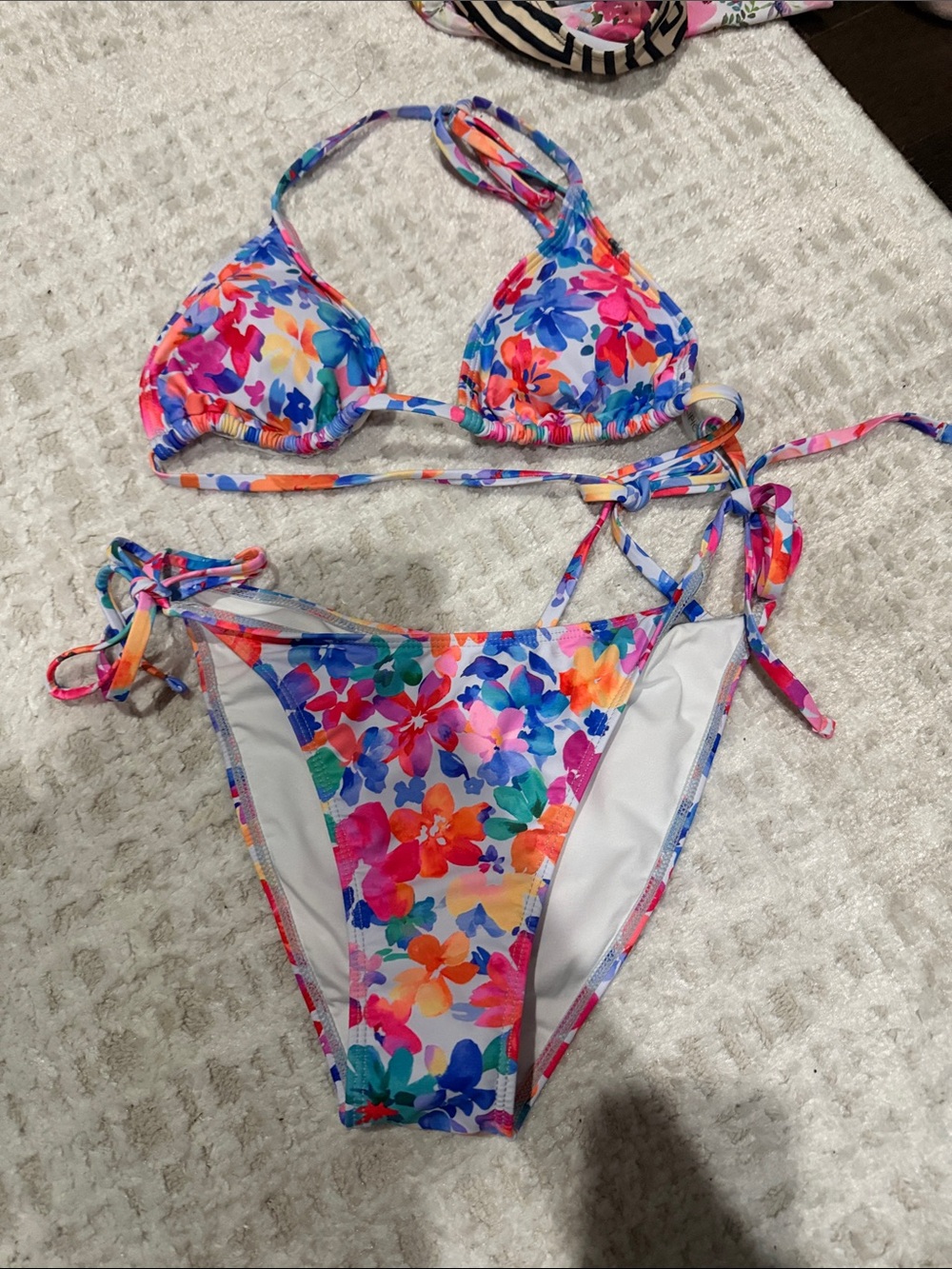 Girls' Floral Tie-Side Bikini - Bright Multi